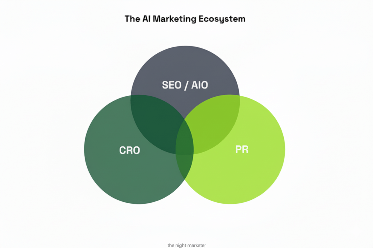 AI Marketing Ecosystem: Connecting SEO, PR & CRO for Smarter Growth